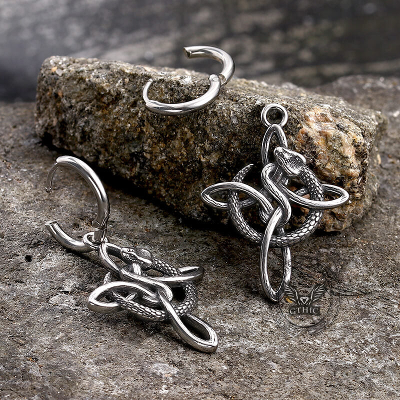 Vintage Snake Celtic Knot Stainless Steel Earrings | Gthic.com