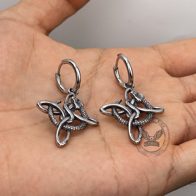 Vintage Snake Celtic Knot Stainless Steel Earrings