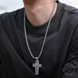 Vintage Snake Rose Cross Stainless Steel Pendant | Gthic.com