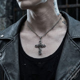 Vintage Snake Rose Cross Stainless Steel Pendant | Gthic.com