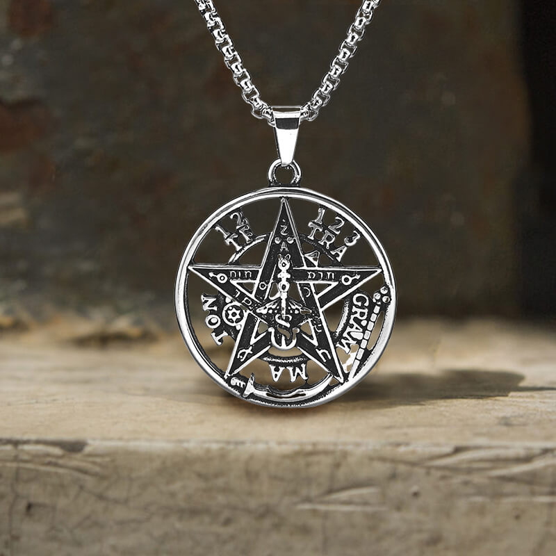 Vintage Solomon Pentagram Stainless Steel Pendant | Gthic.com