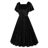 Vintage Sparkly Flutter Sleeve Ball Dress | Gthic.com