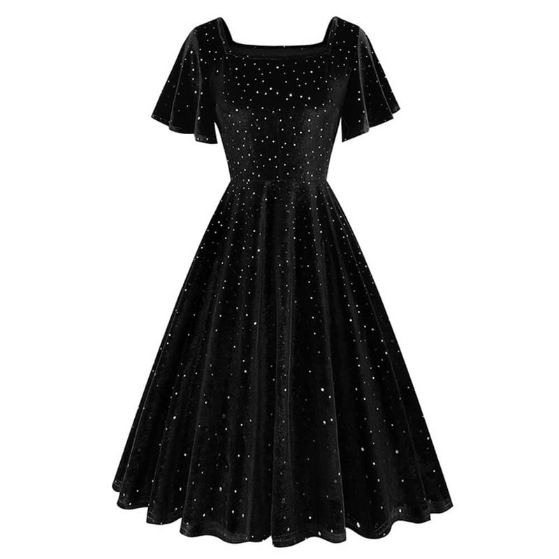 Vintage Sparkly Flutter Sleeve Ball Dress | Gthic.com