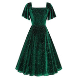 Vintage Sparkly Flutter Sleeve Ball Dress | Gthic.com