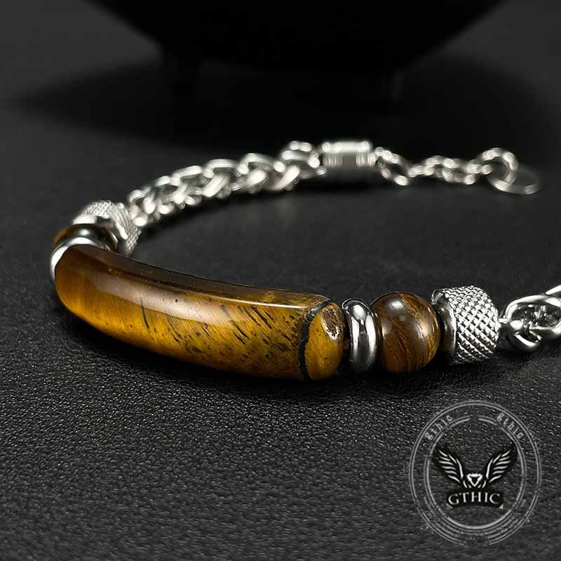 Vintage Splicing Tiger Eye Stainless Steel Bracelet