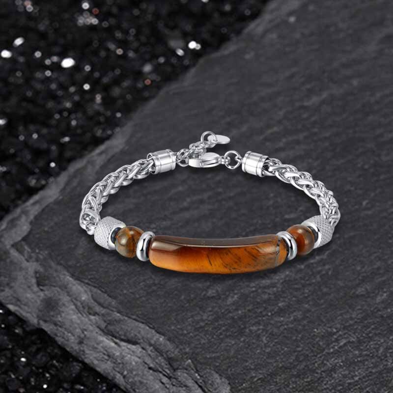 Vintage Splicing Tiger Eye Stainless Steel Bracelet