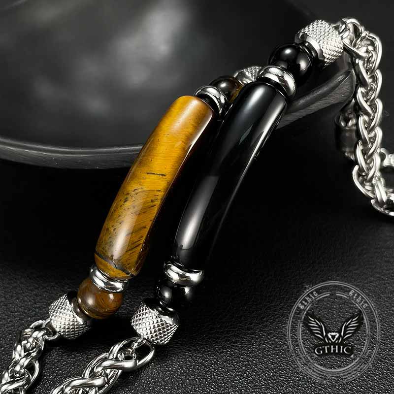 Vintage Splicing Tiger Eye Stainless Steel Bracelet