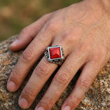 Vintage Square Gemstone Stainless Steel Versatile Ring | Gthic.com