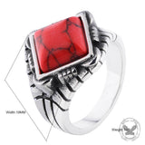 Vintage Square Gemstone Stainless Steel Versatile Ring