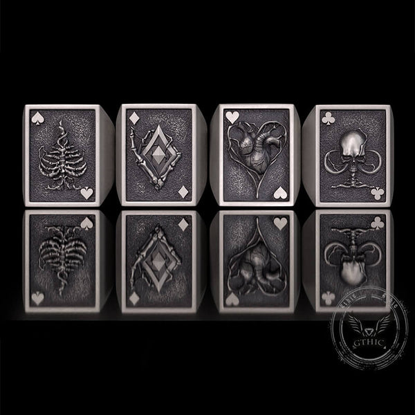 Vintage Square Skull Playing Card Sterling Silver Ring | Gthic.com