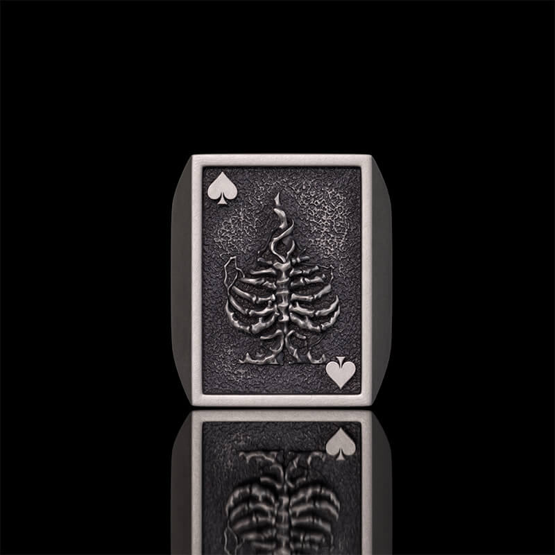 Vintage Square Skull Playing Card Sterling Silver Ring | Gthic.com