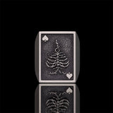 Vintage Square Skull Playing Card Sterling Silver Ring | Gthic.com