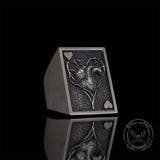 Vintage Square Skull Playing Card Sterling Silver Ring