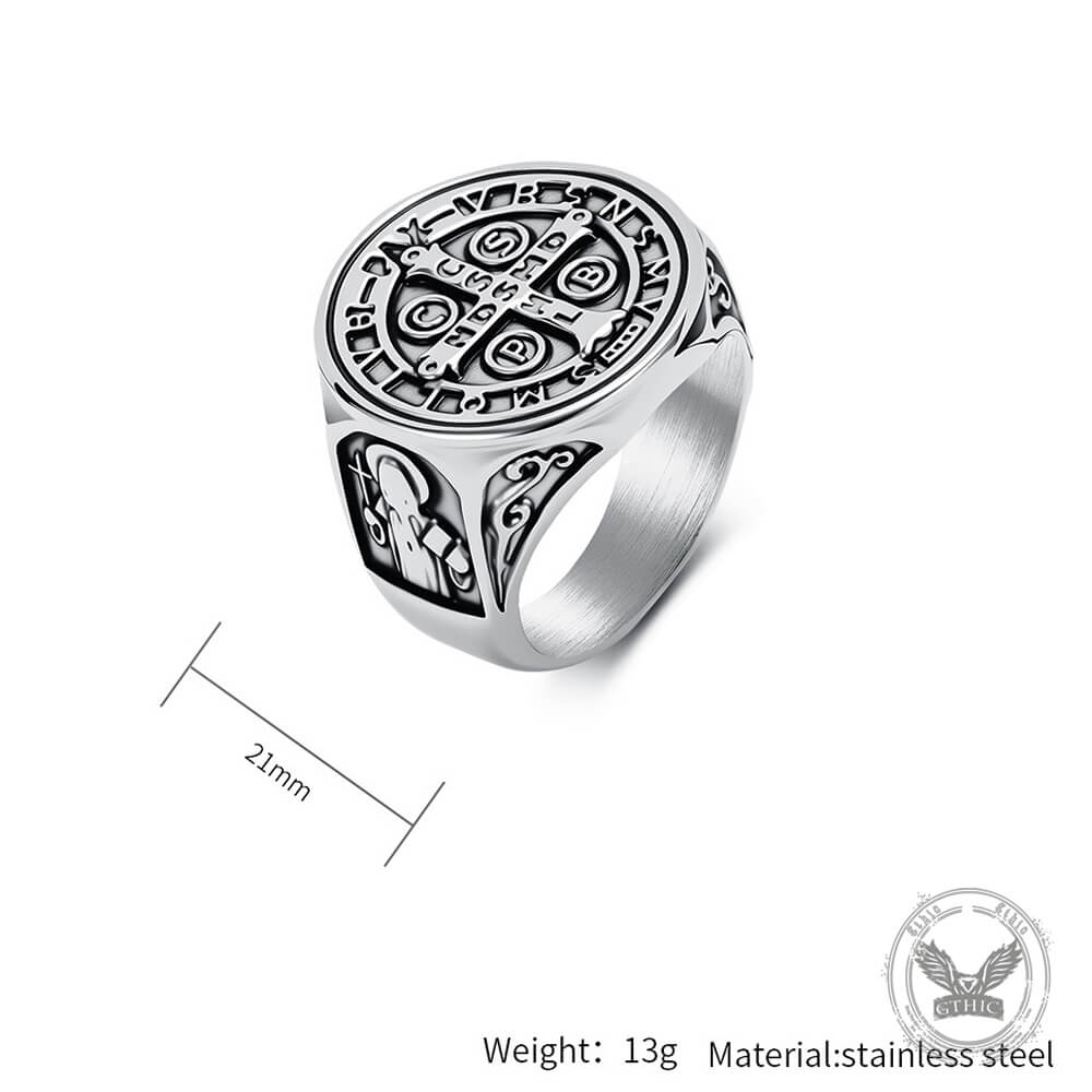 Vintage St. Benedict Exorcism Stainless Steel Ring