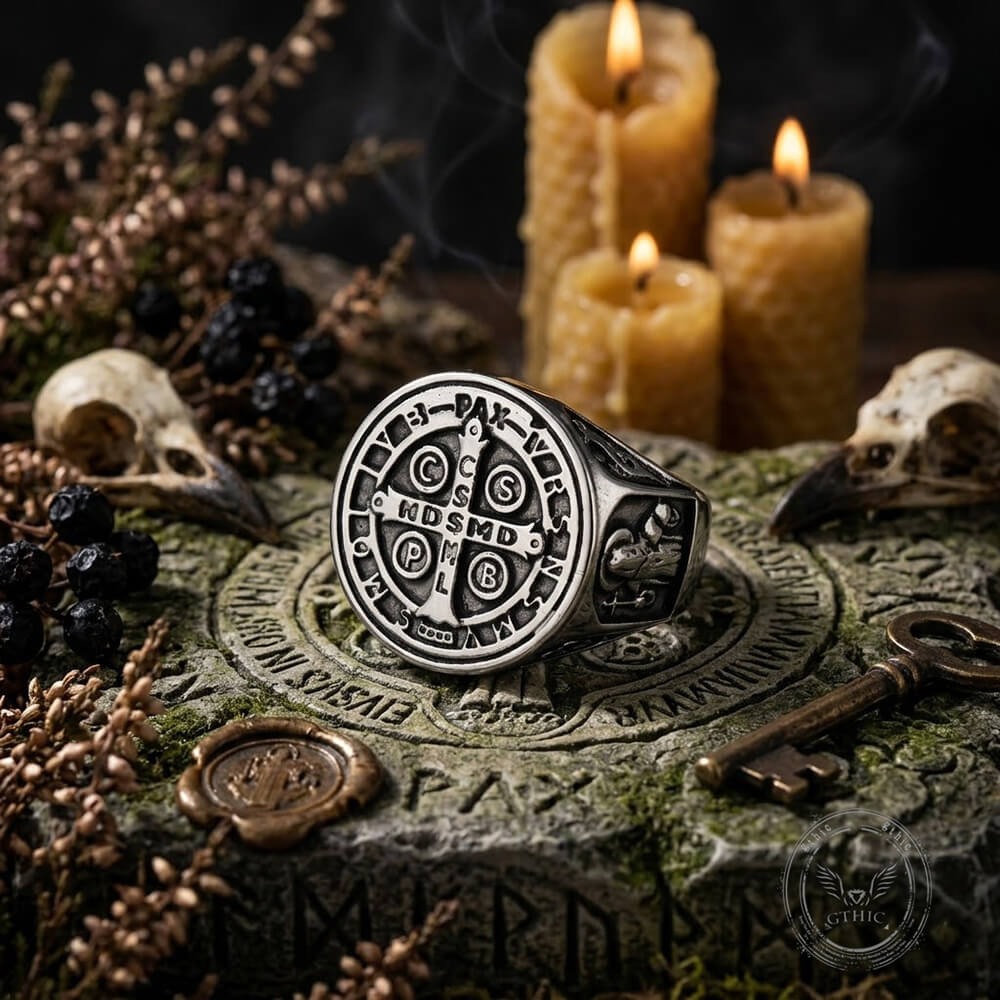 Vintage St. Benedict Exorcism Stainless Steel Ring