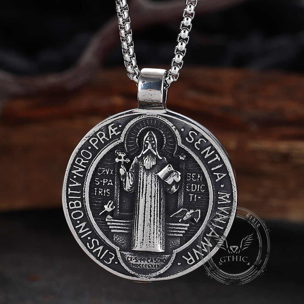 Vintage St. Benedict Medal Stainless Steel Pendant | Gthic.com