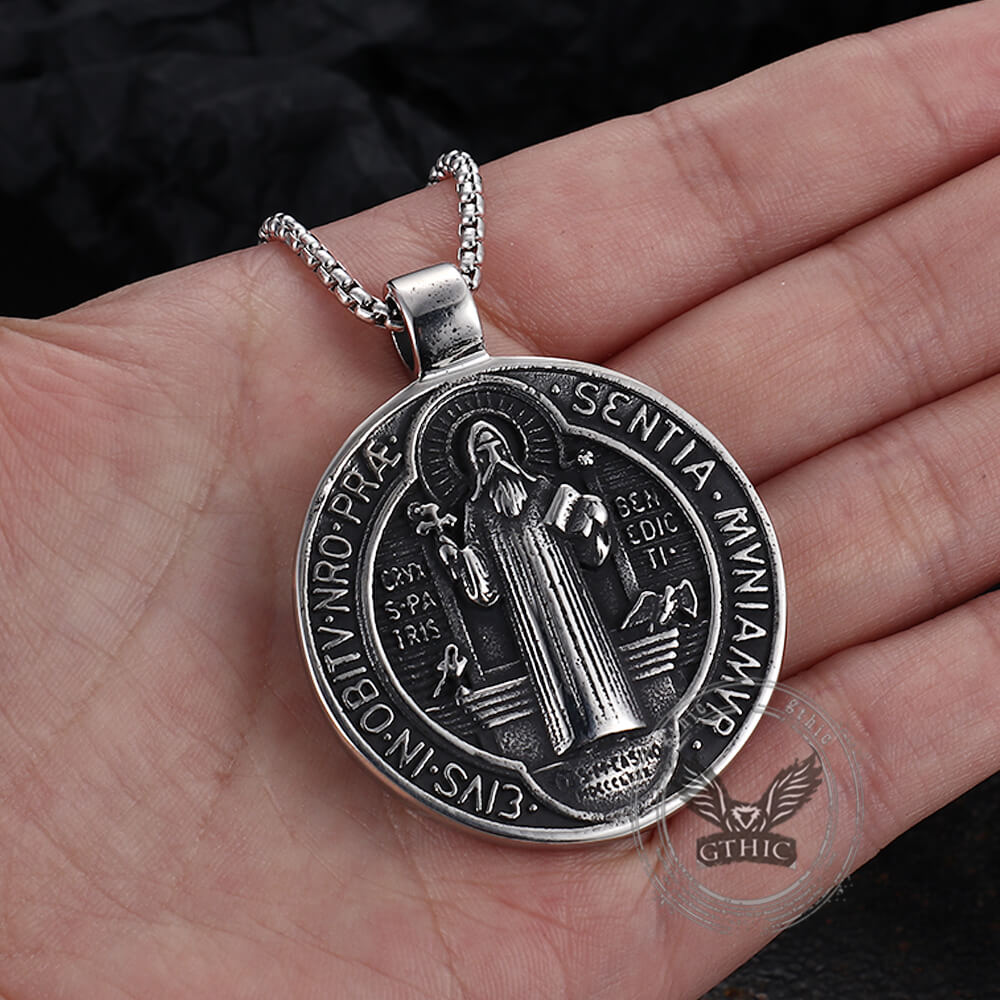 Vintage St. Benedict Medal Stainless Steel Pendant | Gthic.com