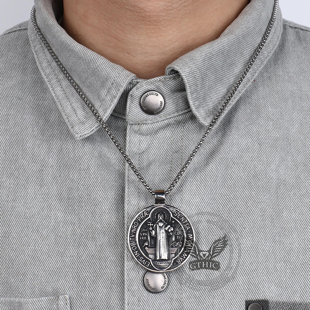 Vintage St. Benedict Medal Stainless Steel Pendant | Gthic.com