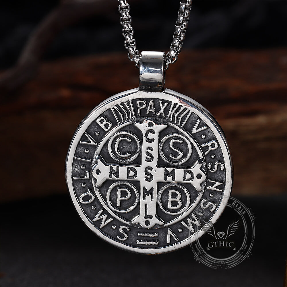 Vintage St. Benedict Medal Stainless Steel Pendant | Gthic.com