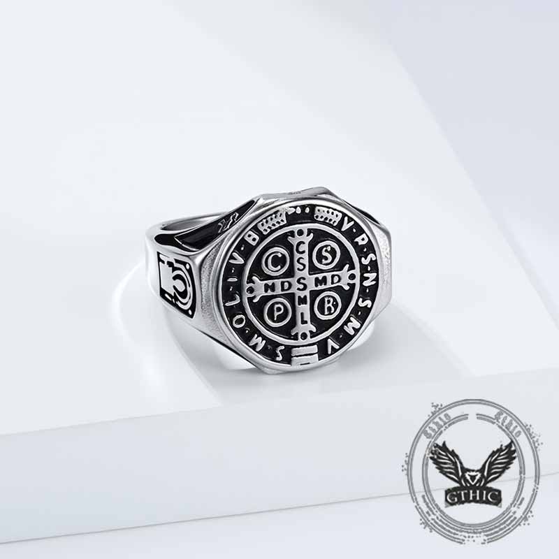 Vintage St. Benedict's Medal Stainless Steel Ring