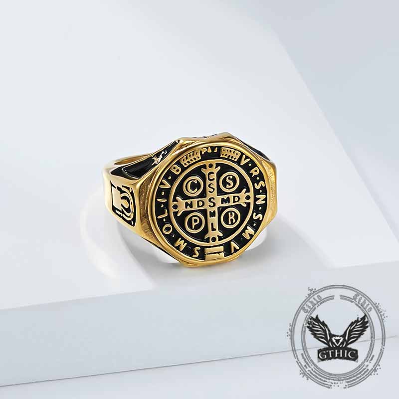 Vintage St. Benedict's Medal Stainless Steel Ring