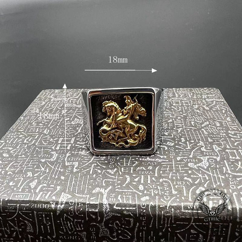Vintage St. George Dragon Knight Slayer Stainless Steel Ring | Gthic.com