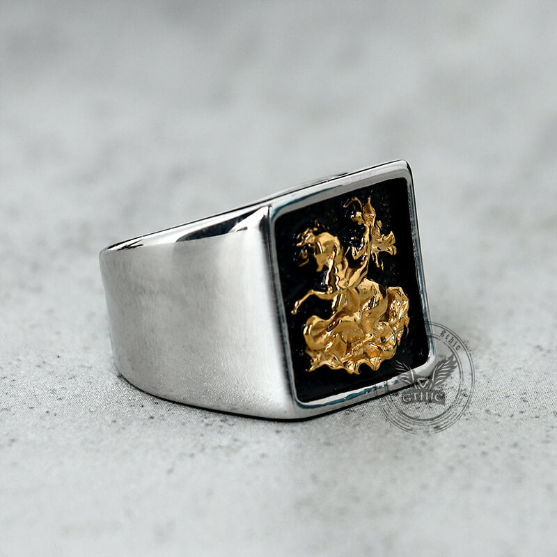 Vintage St. George Dragon Knight Slayer Stainless Steel Ring