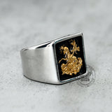 Vintage St. George Dragon Knight Slayer Stainless Steel Ring