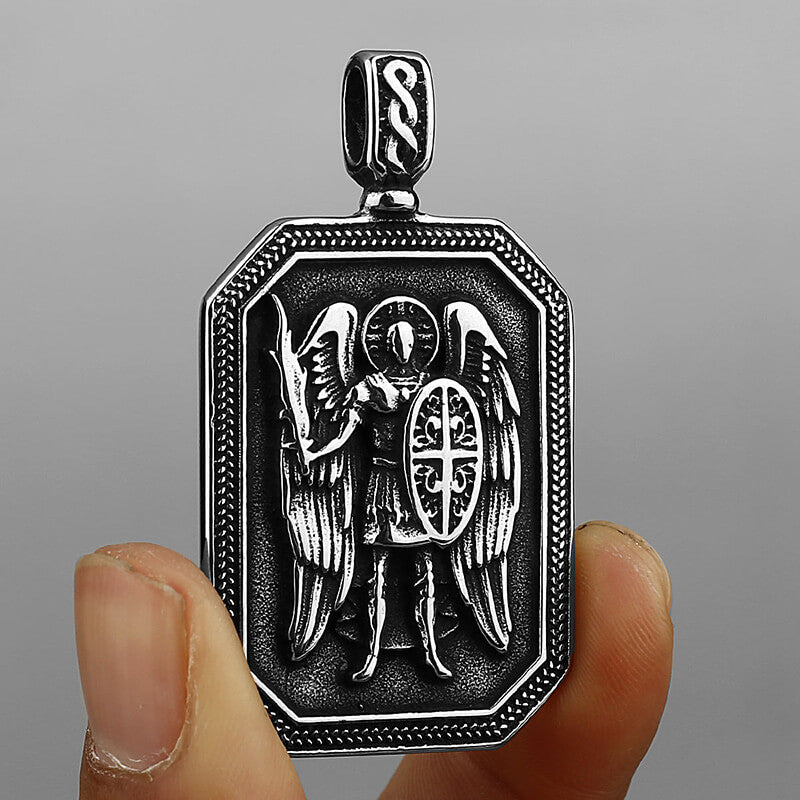 Vintage St. Michael Archangel Medal Stainless Steel Pendant | Gthic.com