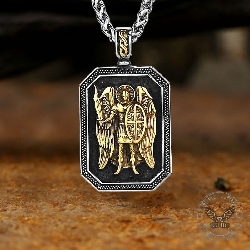 Vintage St. Michael Archangel Medal Stainless Steel Pendant | Gthic.com
