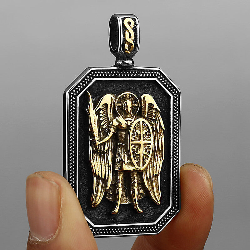 Vintage St. Michael Archangel Medal Stainless Steel Pendant | Gthic.com