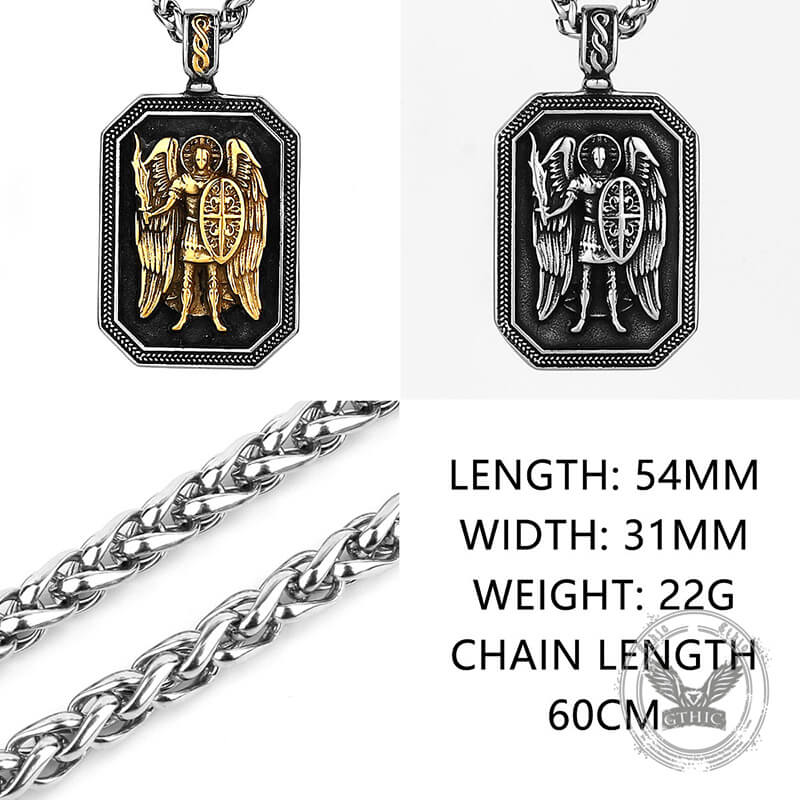 Vintage St. Michael Archangel Medal Stainless Steel Pendant | Gthic.com