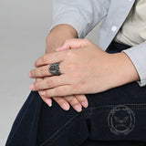 Vintage St. Michael Archangel Stainless Steel Hollow Ring | Gthic.com