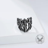 Vintage St. Michael Archangel Stainless Steel Hollow Ring