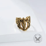 Vintage St. Michael Archangel Stainless Steel Hollow Ring