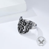 Vintage St. Michael Archangel Stainless Steel Hollow Ring