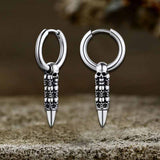 Vintage Stacked Skull Bullet Stainless Steel Earrings 01 | Gthic.com