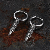 Vintage Stacked Skull Bullet Stainless Steel Earrings | Gthic.com