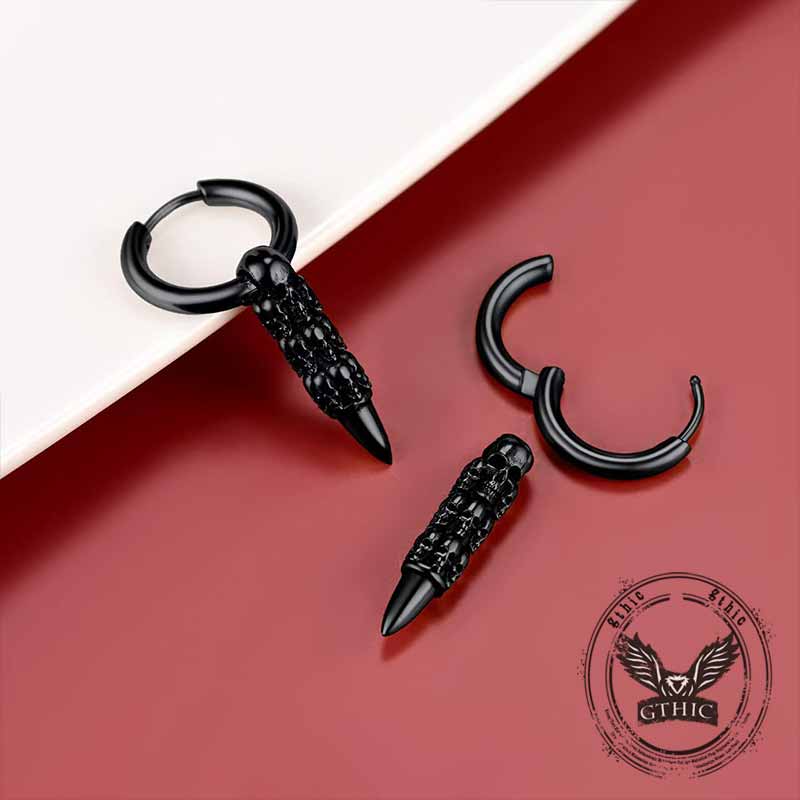 Vintage Stacked Skull Bullet Stainless Steel Earrings
