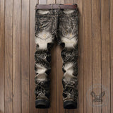 Vintage Street Wings Embroidery Ripped Straight Jeans | Gthic.com