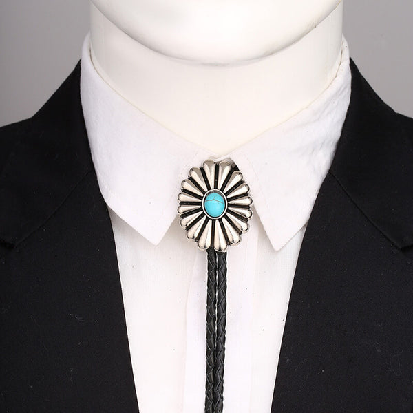 Vintage Sunflower Gemstone Alloy Bolo Tie | Gthic.com