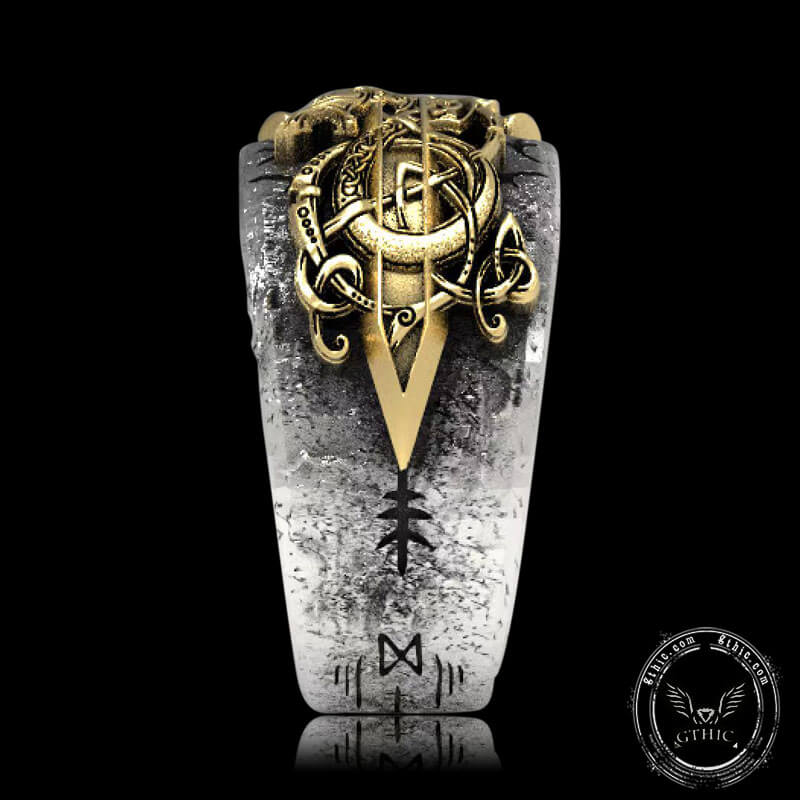 Vintage Sword Norse Dragon Sterling Silver Open Ring | Gthic.com