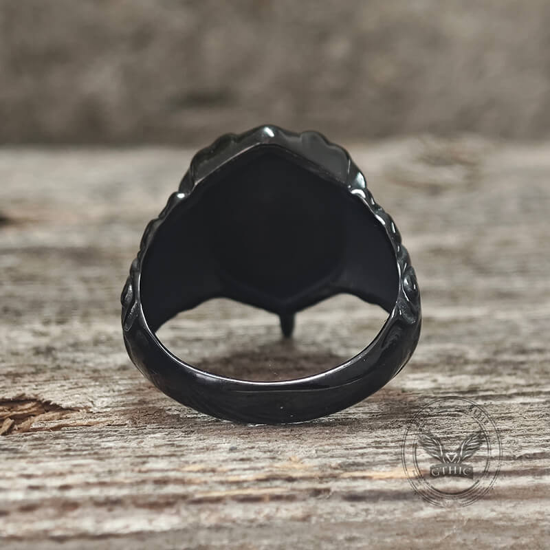 Bague en argent sterling avec tête de mort et piercing à l'épée