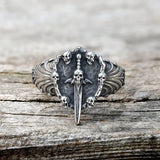Vintage Sword Stainless Steel Skull Ring | Gthic.com