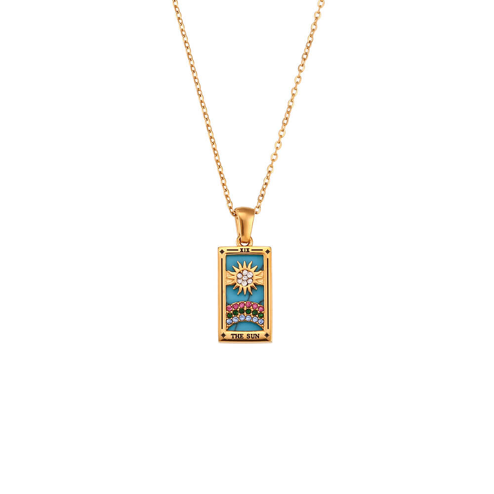 Vintage Tarot Card Stainless Steel Necklace