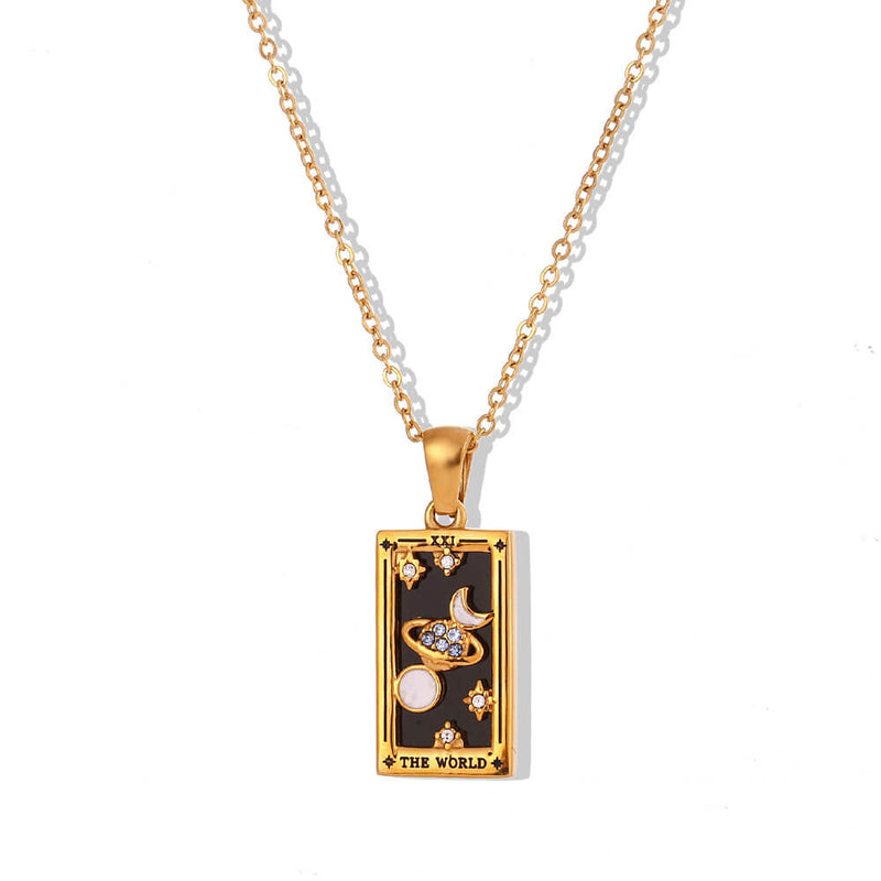 Vintage Tarot Card Stainless Steel Necklace