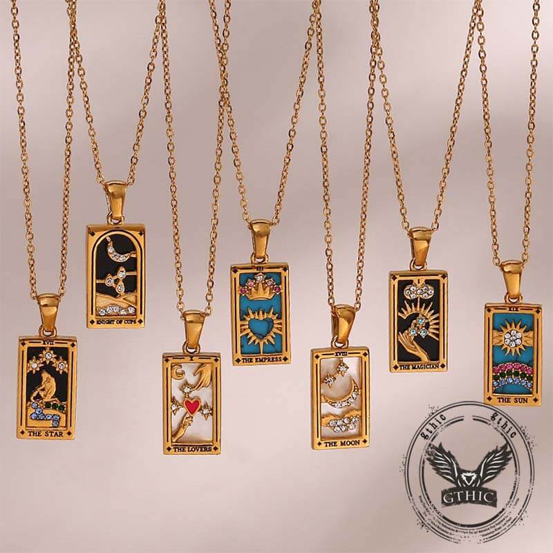 Vintage Tarot Card Stainless Steel Necklace