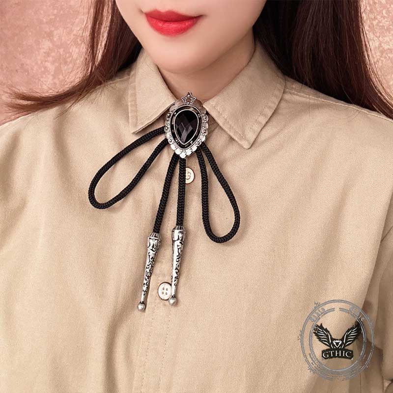 Vintage Teardrop-Shaped Gemstone Alloy Bolo Tie 02 | Gthic.com