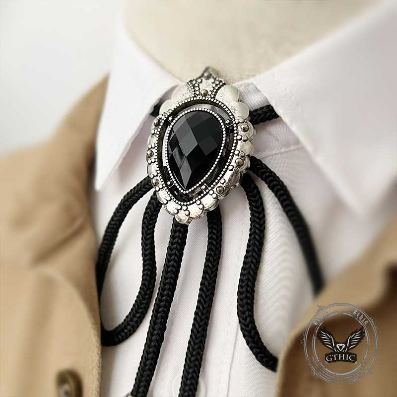Vintage Teardrop-Shaped Gemstone Alloy Bolo Tie