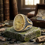 Vintage Textured Gemstone Stainless Steel Ring
